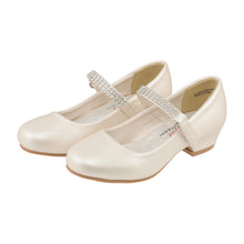 EIGHT EIGHTEEN Girls Round Toe Rhinestone Strap Kiddie Heel Pump