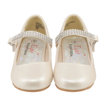 EIGHT EIGHTEEN Girls Round Toe Rhinestone Strap Kiddie Heel Pump