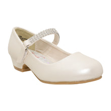 EIGHT EIGHTEEN Girls Round Toe Rhinestone Strap Kiddie Heel Pump