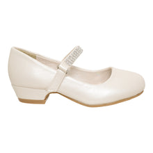 EIGHT EIGHTEEN Girls Round Toe Rhinestone Strap Kiddie Heel Pump