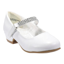 EIGHT EIGHTEEN Girls Round Toe Rhinestone Strap Kiddie Heel Pump