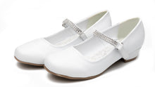 EIGHT EIGHTEEN Girls Round Toe Rhinestone Strap Kiddie Heel Pump