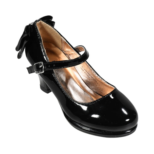EIGHT EIGHTEEN Girls Leatherette Back Bow Tie Mary Jane Kiddie Heel - Em